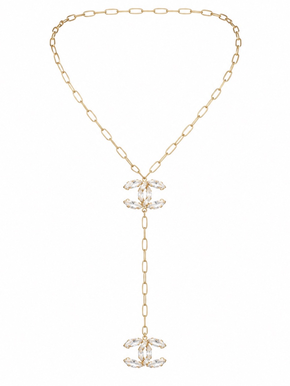 CC Gold Tone Crystal Lariat Y-drop Necklace